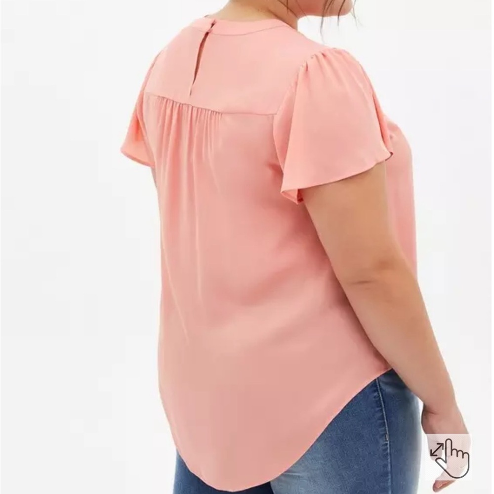 TORRID Georgette Keyhole Top Blouse with Flutter Sleeves - Peach - Size 1 - Picture 7 of 7